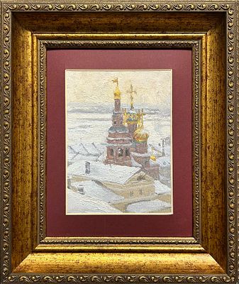 Владимир Спиридонов. Рождественская церковь в Нижнем Новгороде. 2016 год. 
Картон, масло. 