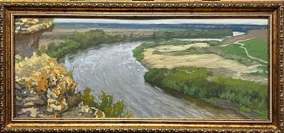 Владимир Спиридонов. На Дону. 2016 год. 
Картон, масло. Размер 21,5х54,5 см. 
Спиридонов 