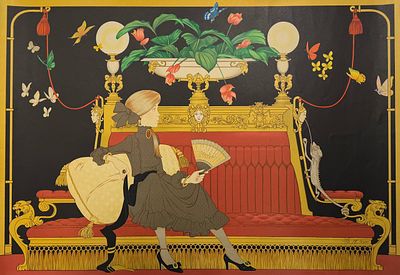 Филипп Анри Нойер (1917-1985). "С веером". Бумага, литография. Размер 106х73,5 см. Внизу справа 