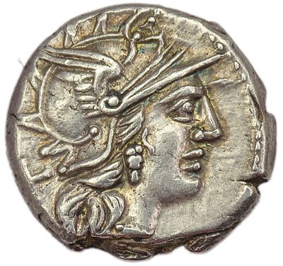 Денарий. Рим республика. Гай Рений. Денарий 138 г. до н.э. Серебро. Вес 3,77 г. Сохранность – XF-.