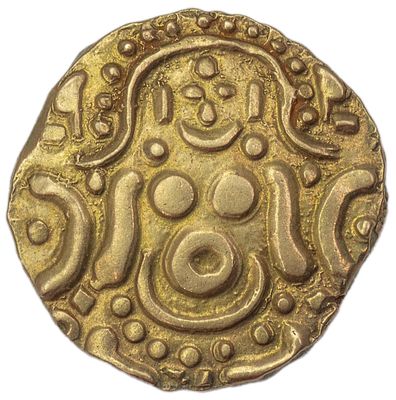 4 1/2 таша. Индия. Ядави Трибхуванариги (1145-1171 гг.). 4 1/2 таша. Электр. Вес 4,19 г. 