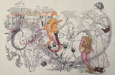 Рэймонд Карранс (1921 - 1988 гг). "Флорентийцы". 
Бумага, литография. 
Размер 40х36 см. 