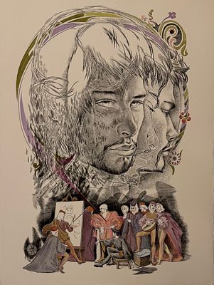 Рэймонд Карранс (1921 - 1988 гг). "Флорентийцы". 
Бумага, литография. 
Размер 40х36 см. 