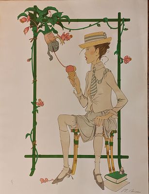 "Мороженное". Бумага, литография. Филипп Анри Нойер (1917-1985). "Мороженное". Бумага 