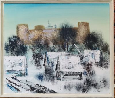 Игорь Макеев - Зимний Изборск. Картон, масло, 39х45,2009 г. 
Родился в г. Пскове (1955г.) 
Окончил 