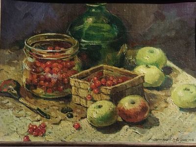 Татьяна Кузьмина -Чугунова - Красная смородина, . картон, масло 40&times;30, 2005, 
Член Творческого 
