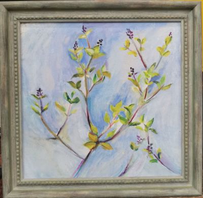 Коржевская Юлия Борисовна - Ветка. Картон, масло, 43.5х44.5, 2000-е 
(Род. 1955). Живописец. Дочь 