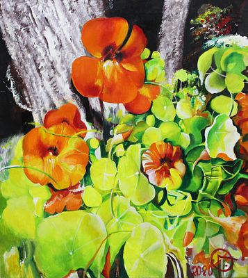 Гречина Ольга Николаевна - Настурция. Холст, акрил, 90х80, 2020 художник-живописец и график. 