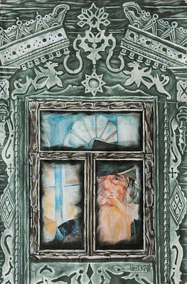 Дмитрий Плоткин - Цикл &laquo;Окна русского авангарда&raquo;- Григорьев. Бумага, принт, пастель 120х80 2016 