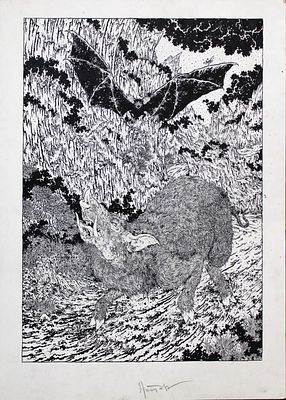 Нестор Поварнин - Год свиньи. Бумага, тушь. перо 43х30 2021 Поначалу, в 2003 - 2007гг., я рисовал 