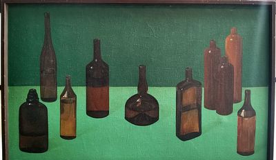 Ваерий Вальран(Козиев) - Коричневые бутылки. Холст, масло, 61х100, 1976, Валерий Вальран (настоящее 