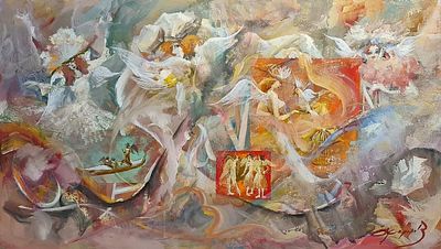 Олег Федоров - Караван ангелов. Холст, масло 80х140 Член союза художников России. Секция 