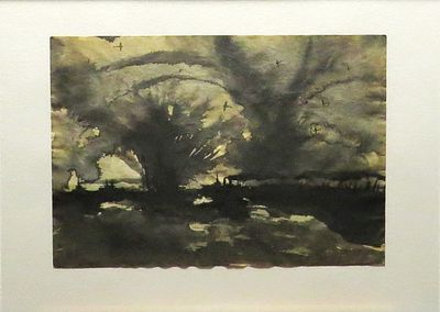 Батынков Константин Александрович - "Морской бой". Бумага, тушь, конец 1990-х, 20,5х29.5 Оформлено 