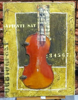 Данелия Кирилл Георгиевич - Sapienti sat. Холст, смешанная техника. 61х46 см. 2000 год. Подпись на 