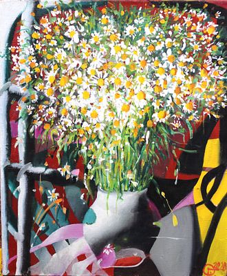 Ольга Гречина - Ромашки. Холст, масло, 60х50, 2019-2020, Живописец, график. Член СХ (1974). 