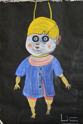 Серж Лис Елисеев - Кукла подвешенная на метр. Холст, акрил, 100х100, 2023 г. Член 