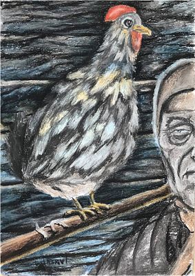 Дмитрий Плоткин - Серия &laquo;Заветные сказки Войцеха Яворского&raquo; - &laquo;Ряба и старуха&raquo;. бумага, пастель, 43 