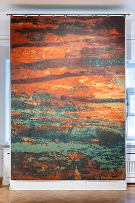 Яна Белова и Ольга Маркова. Арт-ковер &laquo;Водопад Цвета&raquo;. Машинный тафтинг, шерсть80% и полиамид 