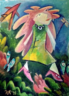 Милена Волобуева. Девушка-Весна. . Холст, акрил. Багет. 70х50см. 2019 г. Милена Волобуева (1974 