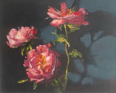 Ирина Гутарова. Московские пионы, эпизод 5. . Холст на картоне, масло, 40 на 50. Багет. 