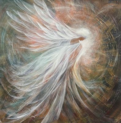 Ольга Кан. Лики ангелов. Ангел света. . Картон, акрил. 40х40. Рама, стекло. 2024 г. 
Ольга Кан. 