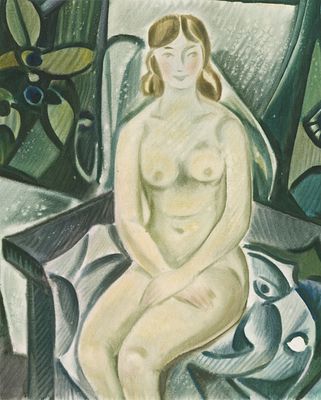 Иван Борисов - Сидящая обнаженная. 50х40, 1983