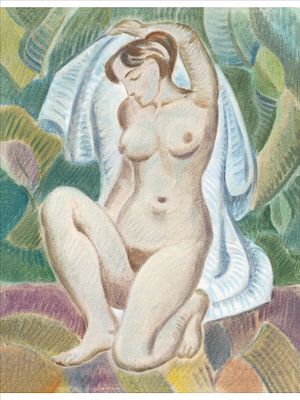 Иван Борисов - Сидящая обнаженная с полотенцем. 63х50, 2979