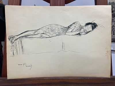 Чесноков Николай Гаврилович - Лежащая. Бумага, черная ручка, 28,5х41, 1964 
советский и российский 