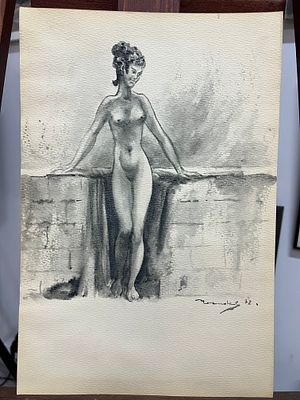 Чесноков Николай Гаврилович - Обнаженная. Бумага, акварель, 36,5х24,5, 1972 
советский и российский 