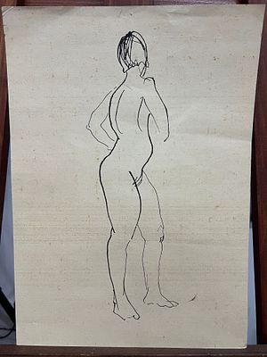 Пакулин Вячеслав Владимирович - Обнаженная (2). Эскиз, бумага, тушь, 42х30, Российский советский 
