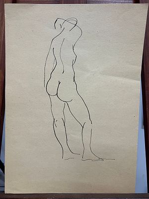 Пакулин Вячеслав Владимирович - Обнаженная (3). Эскиз, бумага, тушь, 42х30, Российский советский 