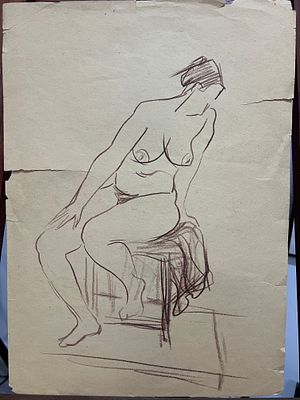Пакулин Вячеслав Владимирович - Обнаженная (5). Эскиз, бумага, карандаш, 42х30