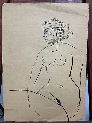 Пакулин Вячеслав Владимирович - Обнаженная (6). Эскиз, бумага, тушь, 43х30,5