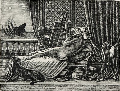 Юрий Шабельников - Гибель Малых голландцев по пути на карнавал в Венецию. Бумага, карандаш, тушь 