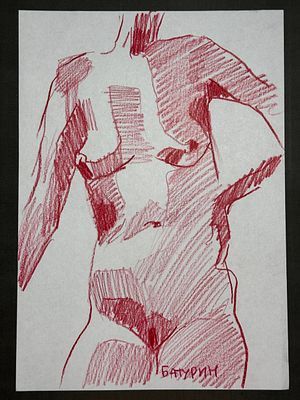 Александр Батурин - Обнаженная (2). Бумага, карандаш, 30х21