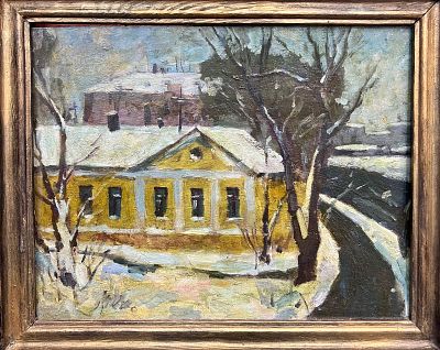 Гаврилов Александр - Зимний пейзаж. Доска, акрил, 23х31 Александр Михайлович Гаврилов — график 