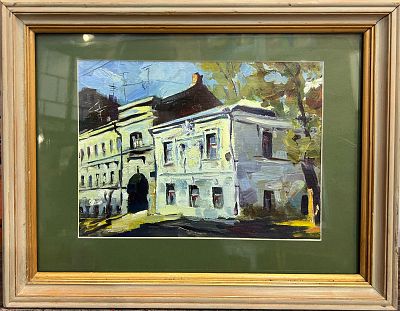 Гаврилов Александр - Городской пейзаж. Доска, масло, 22х29 Александр Михайлович Гаврилов — график 