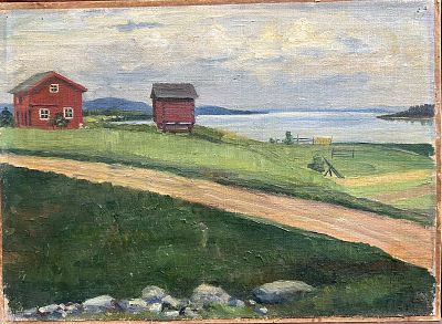 Н/х - Пейзаж у озера. Картон, масло, 23х30