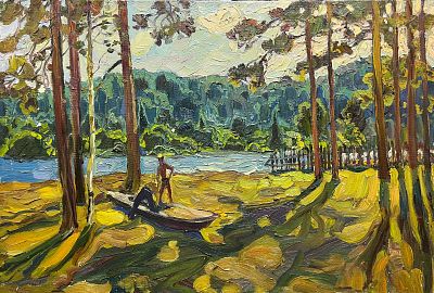 Крышин Виктор - На озере. Холст, масло, 55х75, 1992г.Крышин Виктор Павлович (1936) в 1954 г. 