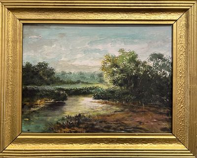 н/х - Речной пейзаж. Картон, масло, 29х40