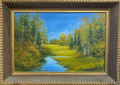 Александр Сергеевич Трофимов - Осенний пейзаж. Доска, масло, 40х60, 1997 г. 
Родился в 1927 году в 