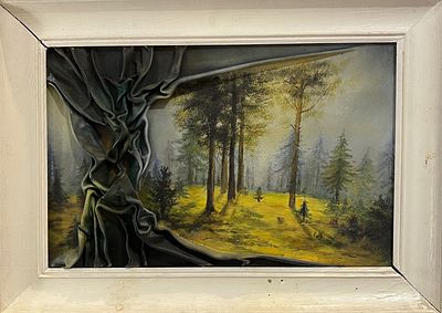 Левулене Людмила - В лесу. Кожа на доске, масло, 32х50 
По образованию художник-модельер.В 