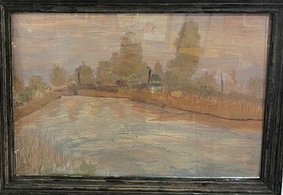 Власов В. М. - Осень. Утро на озере. Картон, масло, 50х35, 1982г.