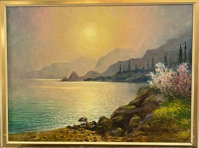 Канищев А.И. - Утро на море. Картон, масло, 45х60, 1998г.