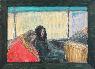 Н/х - Пасажиры. Картон, акрил, 35х49