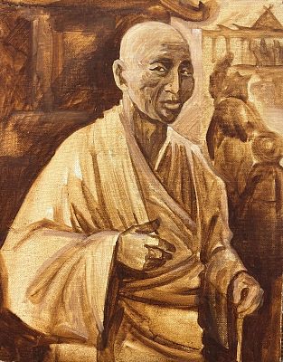 Росинский Юрий - Буддийский монах. Бумага, тушь, 43х34 
Советский художник Росинский Юрий 