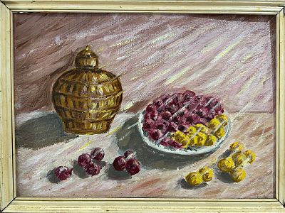 Н/х - Натюрморт с ягодами. Картон, масло, 24х35