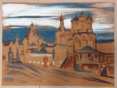 Марина Алексеева. Золотые огни. . 80 х 60см. Холст жикле с авторской проработкой. 2025 г. 