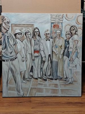 Марина Алексеева. На закрытии выставки. Из серии &laquo;Содружества&raquo;. 83 х 85 см. Холст жикле с 