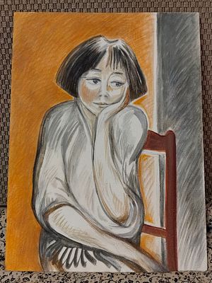 Марина Алексеева. Ната. . 45 х 60. Картон грунтов., темпера. 2025 г. 
Алексеева Марина Ивановна 